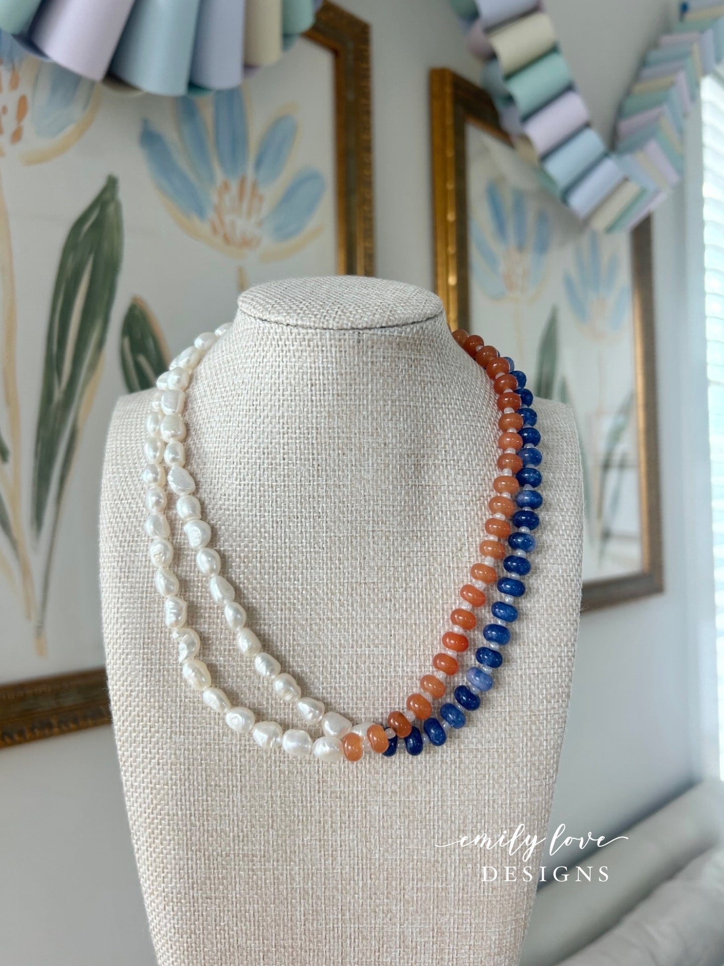 Orange and Blue Split Necklaces