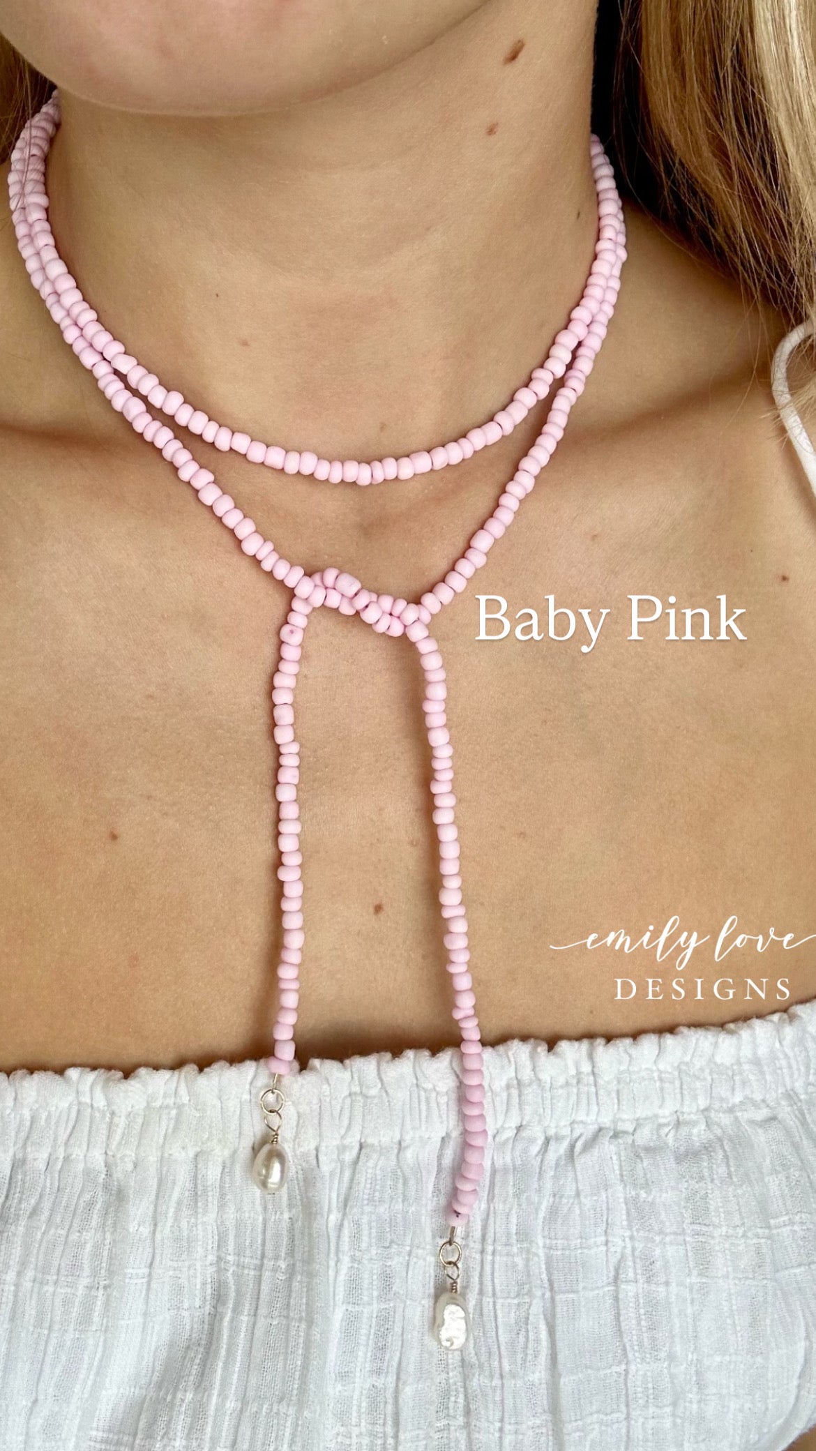 Baby Pink Tie Necklace