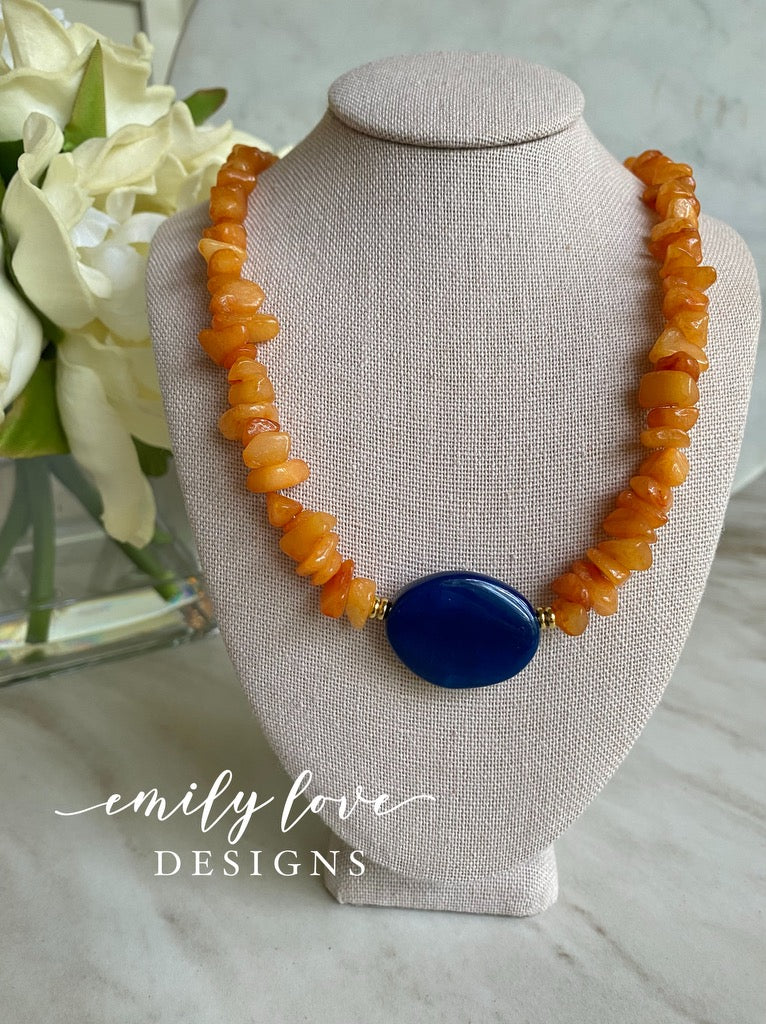 Orange and Navy Necklace