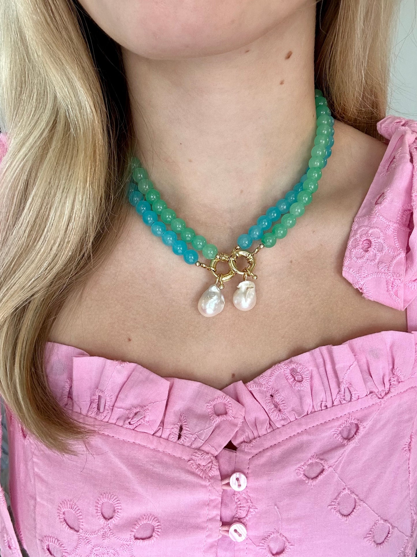 Emerald Sailor Pearl Necklace