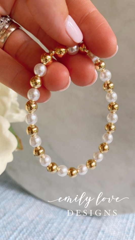 Large Gold and Pearl Bracelet