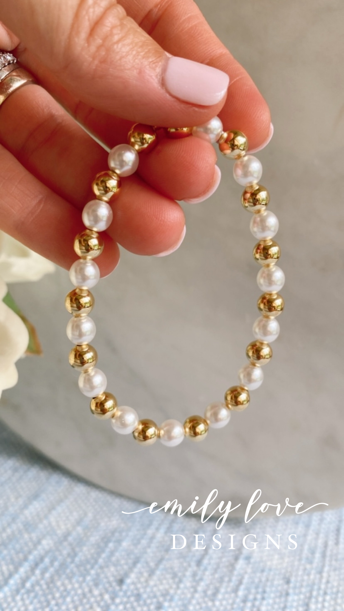 Large Gold and Pearl Bracelet