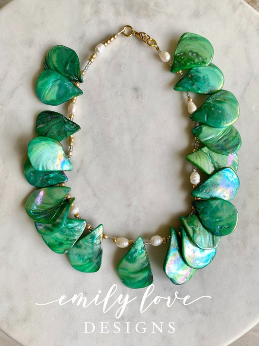 Chunky Emerald Beaded Necklace