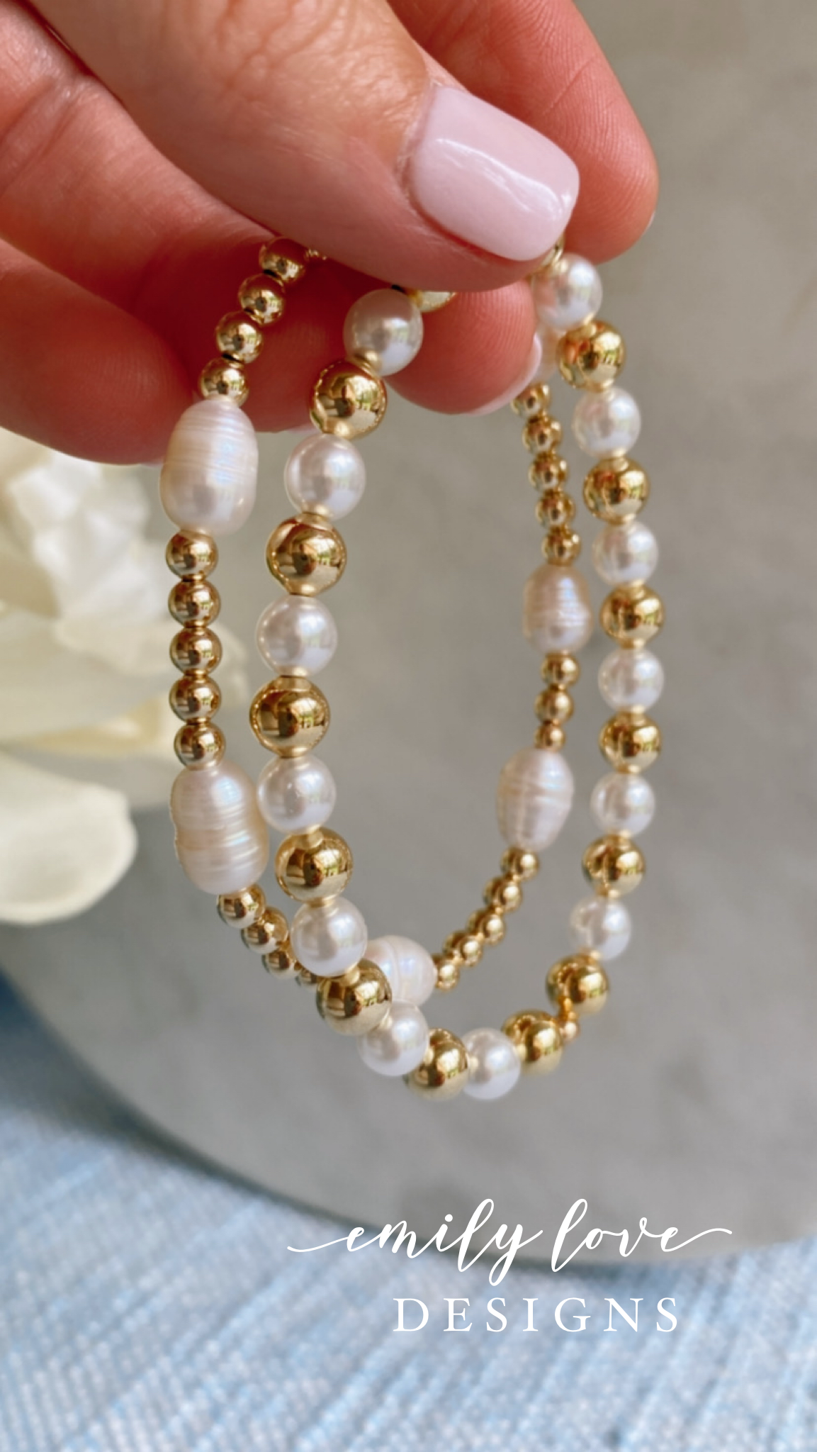 Large Gold and Pearl Bracelet