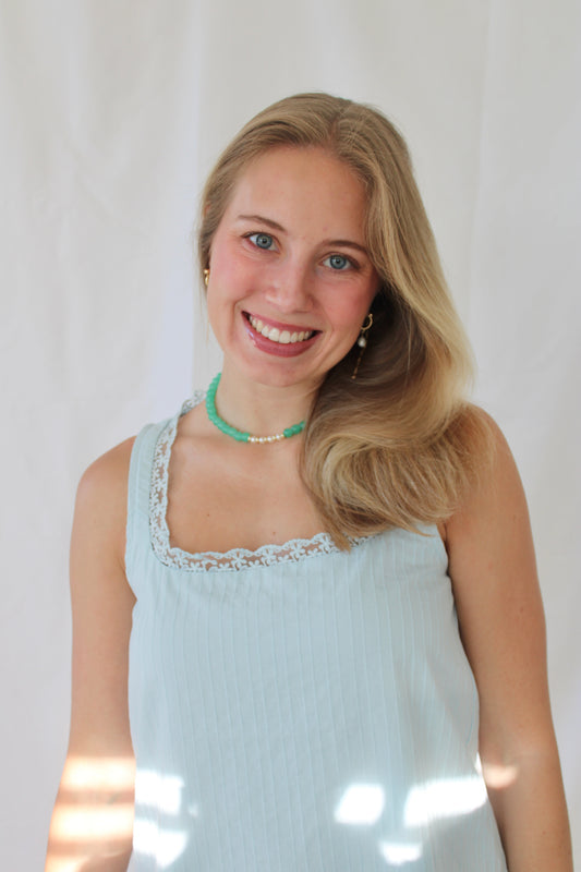 Emerald Beaded Pearl Necklace