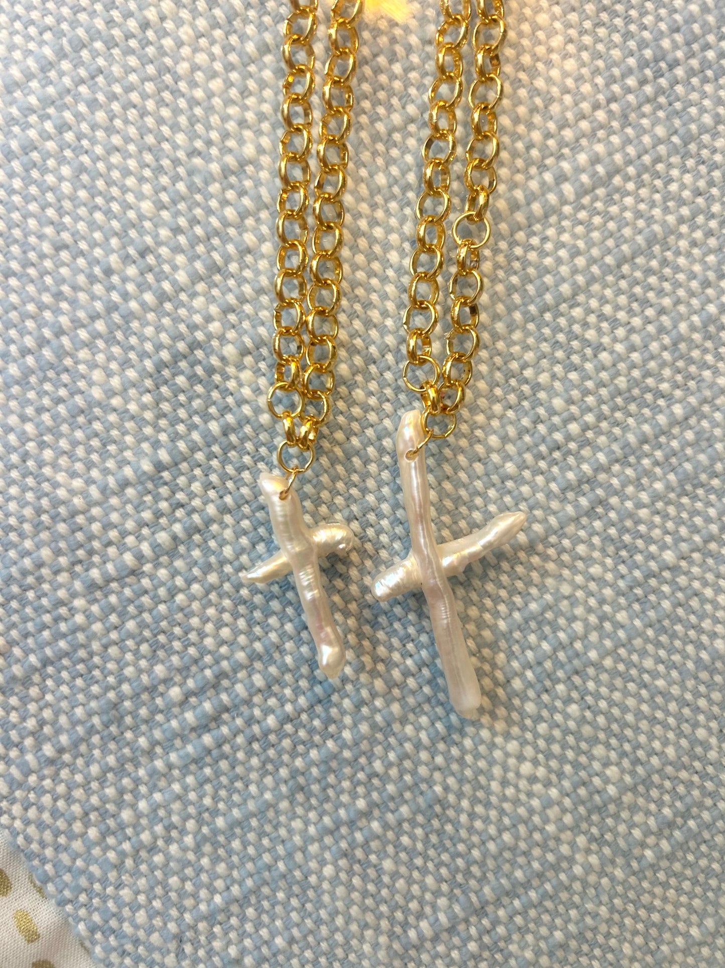 Freshwater Pearl Cross Charm