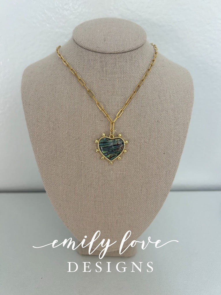 Green Heart Charm Necklace