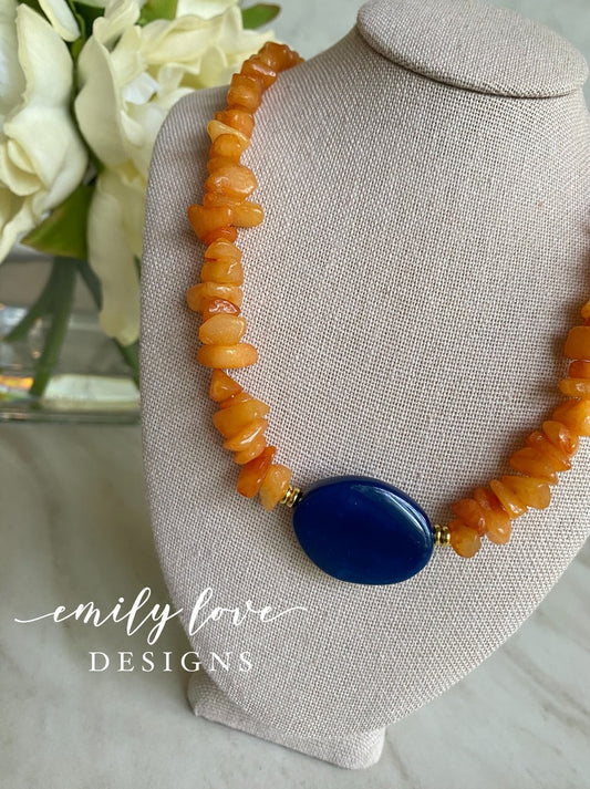 Orange and Navy Necklace