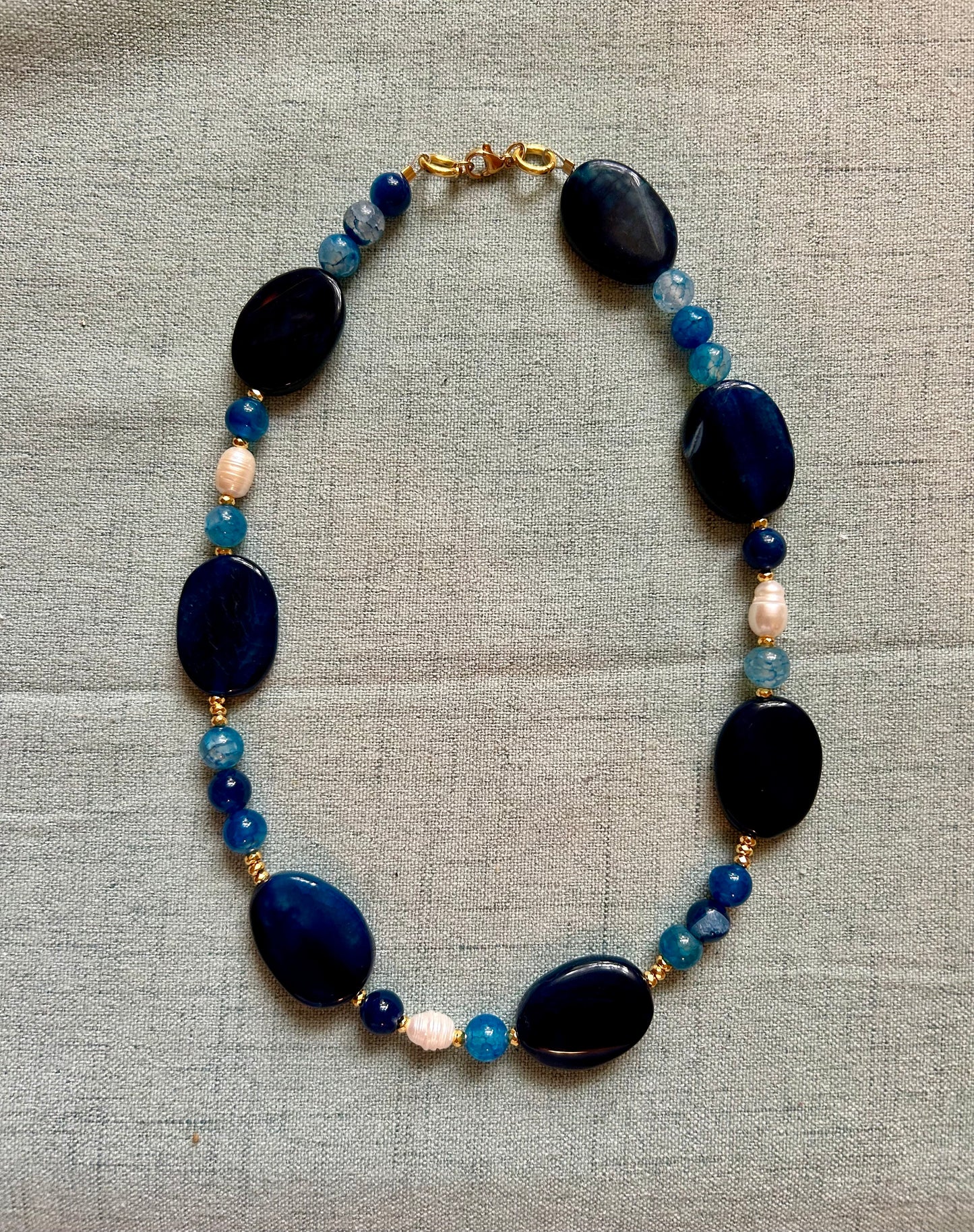 Deep Blue Beaded Necklace